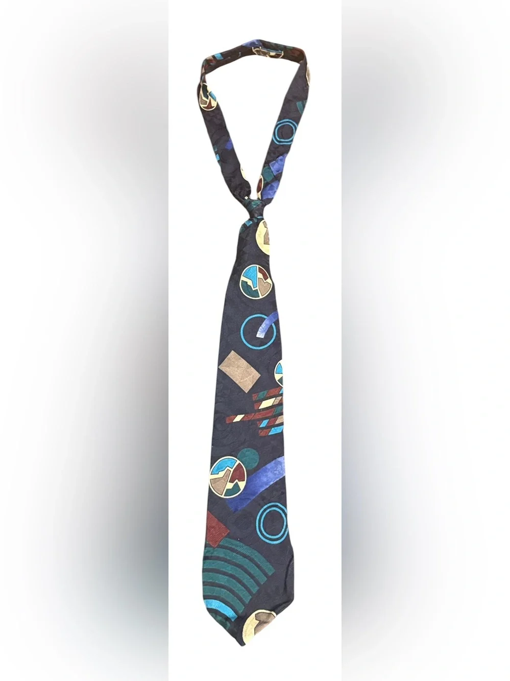 Vintage 100% Silk Geometric Abstract Retro Necktie